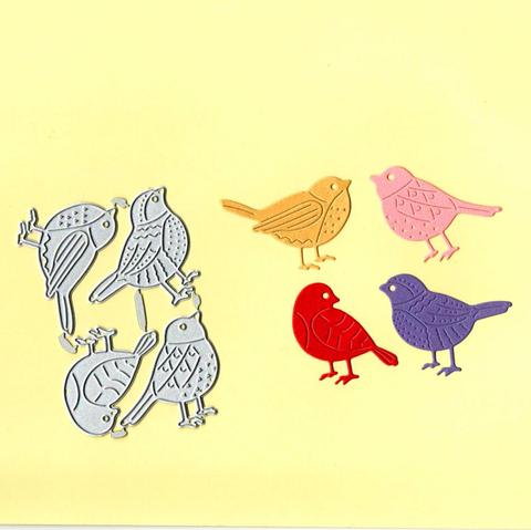 4 pièces/lot petit oiseau Scrapbook matrices en métal modèle de pochoir pour bricolage gaufrage Photo papier Album carte de voeux cadeau décor matrices coupe ► Photo 1/1