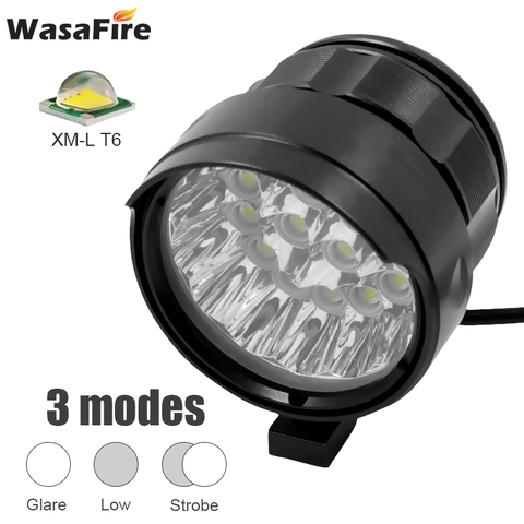 WasaFire-lumière frontale de bicyclette Super brillante, 40000 Lumens, étanche, pour cyclisme, lampe frontale LED, vtt, 18 x XML T6 ► Photo 1/6