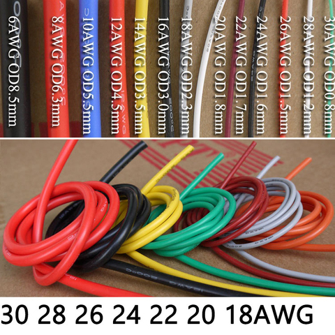 1M/5M câble résistant à la chaleur fil de Silicone souple 30 28 26 24 22 20 18AWG cuivre Flexible électronique haute température fils d'éclairage ► Photo 1/1