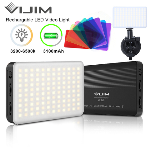 VIJIM VL120 3200K-6500K Zoom LED lumière vidéo réglable Portable remplissage lumière Vlog lumière conférence éclairage Kit de Sucktion ► Photo 1/6