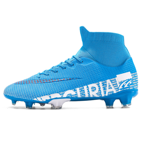 ZHENZU extérieur hommes garçons chaussures de Football TF/FG bottes de Football haute cheville enfants crampons entraînement Sport baskets taille 35-44 ► Photo 1/6