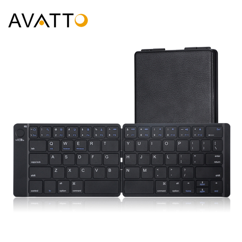 AVATTO-Mini clavier pliable sans fil, en cuir souple, Portable, anglais, Bluetooth, pour tablette iOS,Android, iPad, téléphone ► Photo 1/6