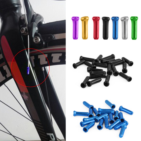 20/50 Pcs frein fil embout vélo en alliage d'aluminium manette de vitesse câble fin Protection couverture vélo sertissages durables de haute qualité 6 couleurs ► Photo 1/6