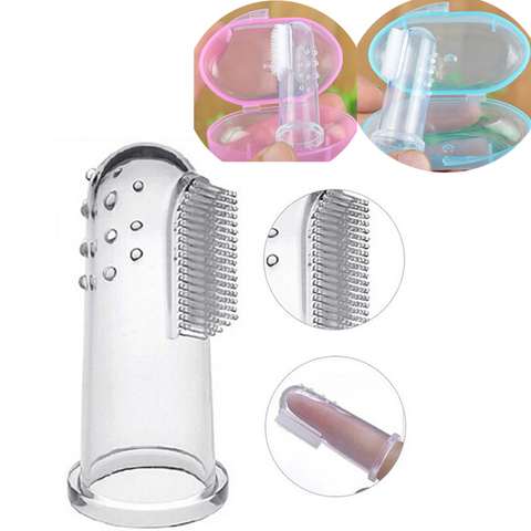 Brosse à dents en Silicone souple pour bébé, avec boîte, Massage transparent, soins dentaires ► Photo 1/6