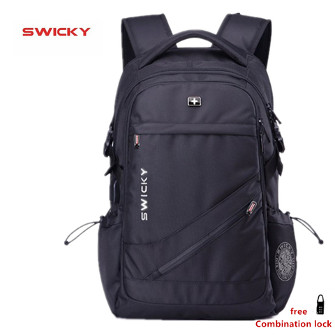 SWICKY – sac à dos pour ordinateur portable 15.6 pouces, pour hommes et femmes, chargeur USB de musique MP3, mode business décontracté, tour, antivol, étanche ► Photo 1/6