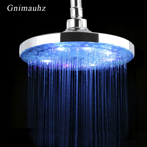 Pomme de douche ronde de 8 pouces avec Led sensible à la température, flux d'eau romantique de 7 couleurs, pour salle de bain ► Photo 1/6