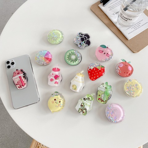 Paillettes gelée sable mouvant liquide belle enfants support de support de téléphone pour iPhone 11 Pro se 2022 Huawei Xiaomi support de bague universel ► Photo 1/5