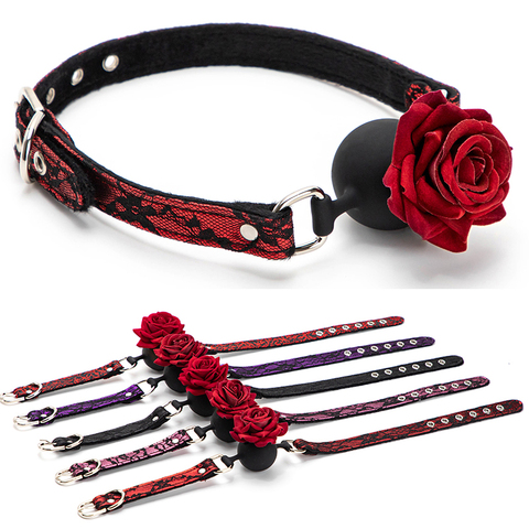 Rose bouche Gag Sexy rétro en dentelle motif Bondage BDSM bouche de chien esclave flirter jeux d'adultes jouets sexuels pour femmes Couples Cosplay ► Photo 1/6