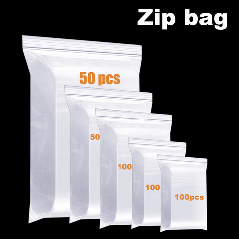 100 pièces clair épais résistant fermeture à glissière sacs Transparent Ziplock Poly sac paquet petit bijoux refermable en plastique sacs à fermeture éclair ► Photo 1/6