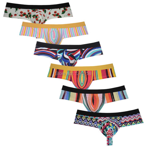 Hommes Cheeky sous-vêtement Bikini troncs brillant Bikini Bokserki Meskie Boxershorts hommes géométrie de l'impression Boxer ► Photo 1/6