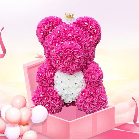 2022 livraison directe diamant Rose ours 40cm fleur artificielle ours en peluche pour saint valentin fête des mères cadeaux d'anniversaire ► Photo 1/6