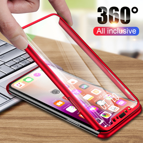 360 Complet étui de protection Pour iPhone 11 Pro Max étuis pour iPhone 5 5S SE 6 6S 7 8 Plus X XR XS Max Housse avec Verre Trempé ► Photo 1/6