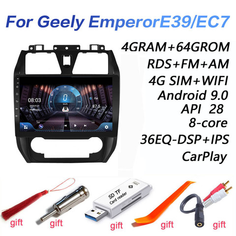 Autoradio Android 9.0, 4 go/64 go, DSP, 2din, carplay, lecteur multimédia vidéo, réseau 4G, pour voiture Geely Emgrand, EC7, EC715, EC7-RV, EC718 (2012 – 2014) ► Photo 1/6