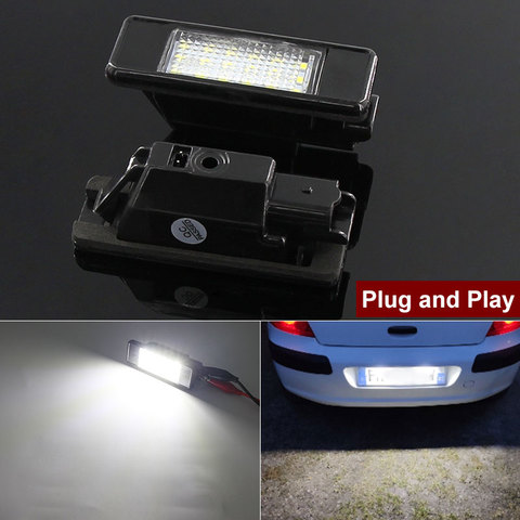 Lampe de plaque d'immatriculation canbus 18 LED, 2 pièces, pour Peugeot 207 307 308 citroën Berlingo 2004-2009 C3 C4 C5 C6 5D ► Photo 1/6