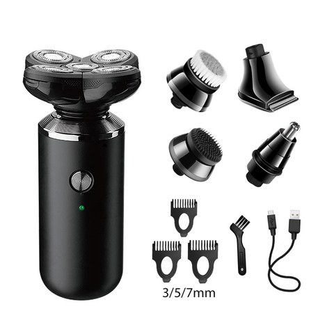 Kemei – rasoir électrique Rechargeable 5 en 1 pour hommes, Kit de toilettage, Machine à raser 5D lavable, soins du visage, rasoir à barbe ► Photo 1/6