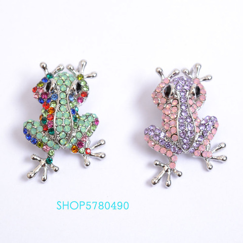 Broche métallique en forme de grenouille pour femme, jolie broche en cristal plaqué Rhodium, accessoires de chandail Corsage, bijoux d'ornement ► Photo 1/6