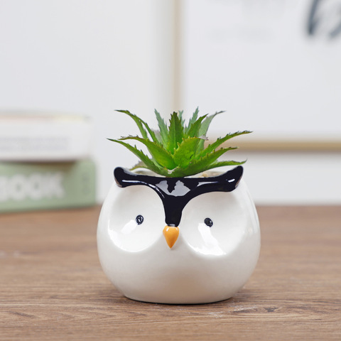 20 articles en gros plante Pot dessin animé Mini hibou chat ours résine Pot de fleurs Animal Succulent plante Pots bonsaï planteur ► Photo 1/1