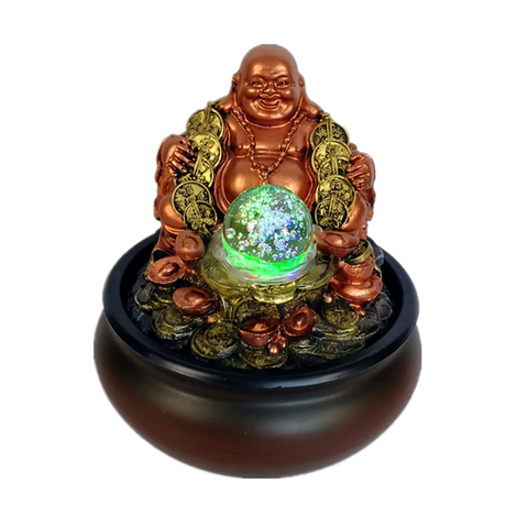 Porte-bonheur bouddha Maitreya, décoration Feng Shui, de table, lumière LED boules, fontaine d'eau, pour la maison et le bureau ► Photo 1/6