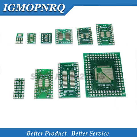 Carte de circuit imprimé SMD tournant vers DIP SOP MSOP tsop SOT23 8 10 14 16 20 24 28, plaque d'adaptation SMT vers DIP, 10 pièces ► Photo 1/1