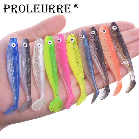 10 pièces 65mm 2.1g larve gabarit Wobbler leurres de pêche ver artificiel Double couleur Silicone souple leurre basse brochet méné nageur Pesca ► Photo 1/5