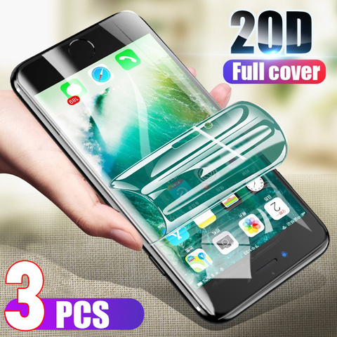 3 pièces 20D Hydrogel Film Couverture Complète pour iPhone 11 Pro Max Protecteur D'écran pour iPhone 5 5s 6 6S 7 8 Plus X XR XS De Protection Souple ► Photo 1/6