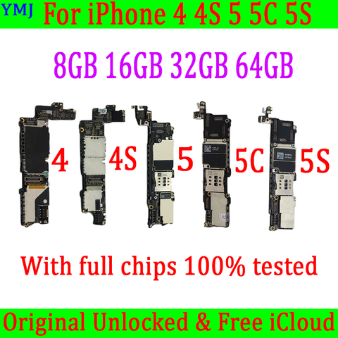 8GB /16GB /32GB pour iphone 4 4S 5 5C 5S carte mère avec système IOS, Original débloqué pour carte mère iphone 4S avec puces complètes ► Photo 1/2