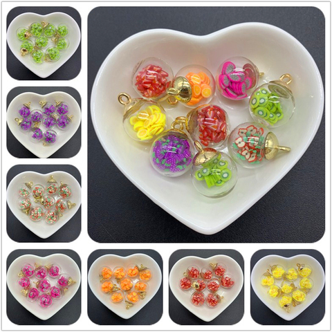 Mini bouteilles en verre de 16mm, 5 pièces/lot, avec breloques en argile de fruits, pendentif, perles pour la fabrication de bijoux, bricolage, boucles d'oreilles ► Photo 1/6