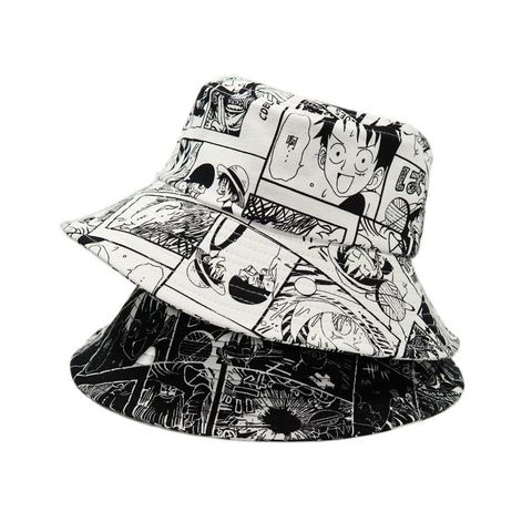 Chapeau de pêcheur d'été réversible imprimé pour femmes et hommes, casquette de seau pour Cosplay, dessin animé, une pièce ► Photo 1/6