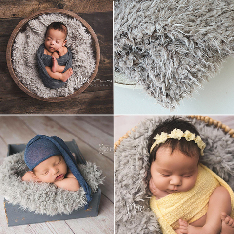 Accessoires de photographie de nouveau-né, couverture de nid en tissu de fourrure douce pour bébé, pose de séance Photo, accessoires de panier en peluche ► Photo 1/6