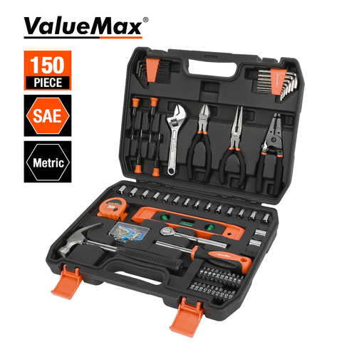 ValueMax 150PC maison ensemble d'outils pour la maison réparation outil ensemble ménage outils Kits avec tournevis pinces marteau utilitaire couteau boîte ► Photo 1/6