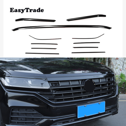 Pour Volkswagen VW Touareg 2022 accessoires noir voiture avant milieu Grille maille bandes garniture style garniture autocollants 15 pièces ► Photo 1/6