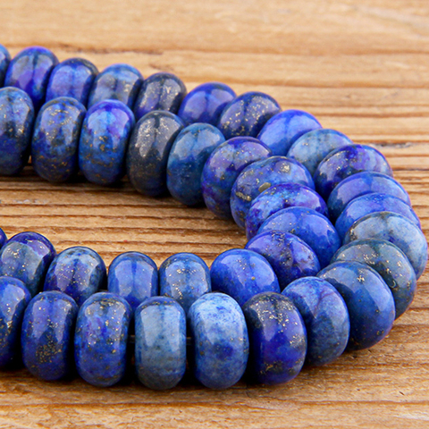 Perles Lapis-Lazuli bleues naturelles, pierres ovales, lisses, amples, pour la fabrication de bijoux et de bracelets, 4x6/5x8MM, cadeau ► Photo 1/4