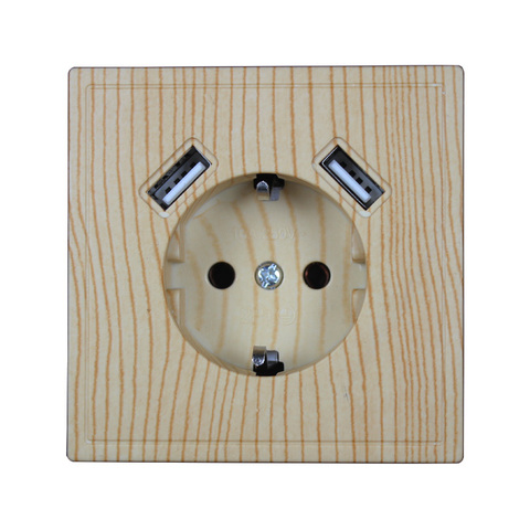 Adaptateur de sortie d'extension pour prise murale, couleur bois, nouveau Design 2022, livraison gratuite, 16A 250V, double USB 5V 2A J91 ► Photo 1/6