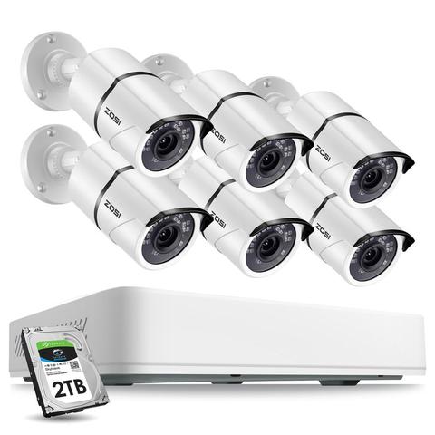ZOSI-Kit de vidéosurveillance à domicile h265 + Super HD 5mp, 6 pièces, Kit DVR vidéosurveillance 8CH, système de sécurité pour l'intérieur ou l'extérieur 5mp, étanche ► Photo 1/6