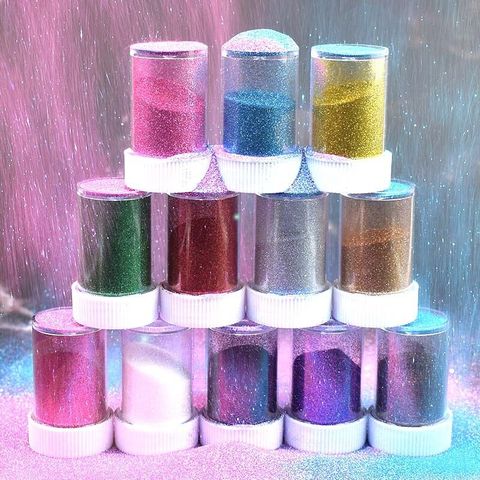 Poudre de paillettes fines, paillettes d'art et d'artisanat de couleur assorties de 10g, paillettes de Pigment d'art d'ongle de maquillage d'ongle de fard à paupières, ► Photo 1/6