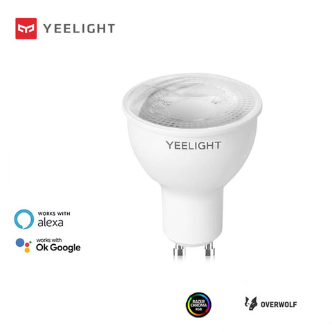 Yeelight – ampoule LED intelligente YLDP004 AC 200-240V 4.8W GU10 2700K, Version de gradation de lumière blanche, fonctionne avec Google Assistant alexa Razer Chroma ► Photo 1/5