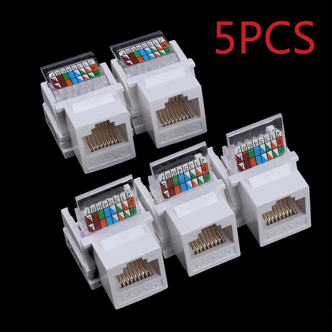 Module réseau CAT5E UTP sans outil, 5 pièces, connecteur RJ45, prise d'information, adaptateur de câble de sortie d'ordinateur ► Photo 1/6