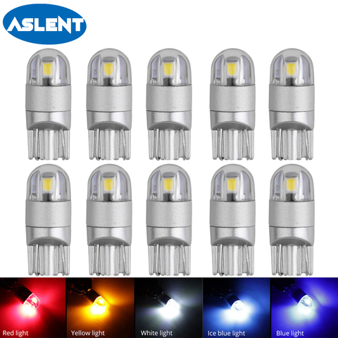 10 pièces T10 W5W 194 LED ampoules de voiture pour Auto lampe dégagement pause tour lecture plaque d'immatriculation lumière glace bleu blanc rouge 12V ► Photo 1/6