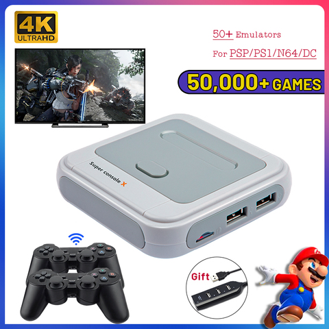 Rétro WiFi Super Console X Pro avec 50000 jeux avec 2.4G sans fil contrôleurs 4K HD TV Consoles de jeux vidéo pour PSP/N64/DC/PS ► Photo 1/6