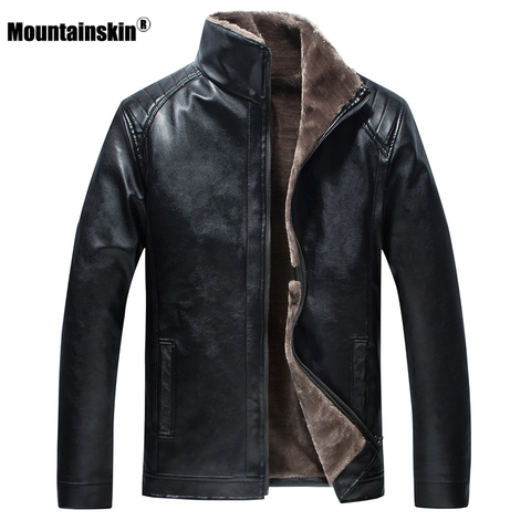 Mountainskin – veste en cuir molletonné pour homme, manteau chaud, épais, coupe-vent, pour moto, vêtement de marque à la mode, SA800 ► Photo 1/6