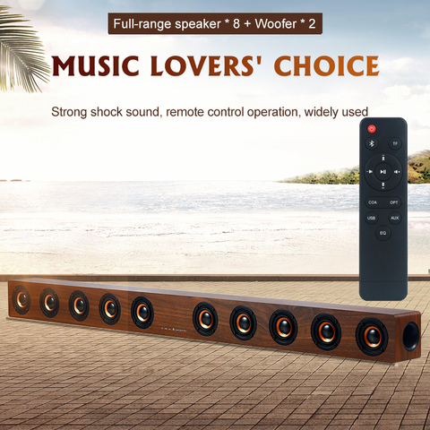 40W en bois TV barre de son Bluetooth haut-parleur Home cinéma système 3D Surround barre de son Subwoofer Audio télécommande murale montable ► Photo 1/5