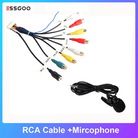 Câble RCA pour autoradio Essgoo Android, pour connecter Microphone, caisson de basses 3.5mm, micro ► Photo 1/6