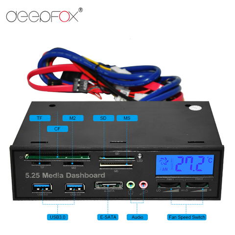 DeepFox Multifonctionnel USB 3.0 Panneau avant 5.25 ''Media Dashboard e-sata SP FC TF Lecteur De Carte SD 3.5mm MICRO Écouteur Interface ► Photo 1/6