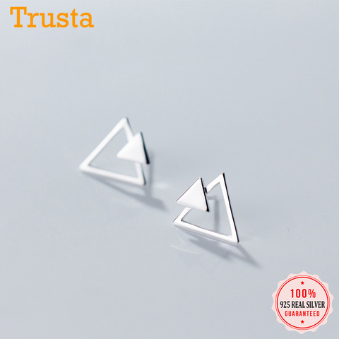 Trustdavis – boucles d'oreilles Triangle en argent Sterling 925 pour femmes, bijoux coréens, accessoires, cadeau de fête, DA928 ► Photo 1/6