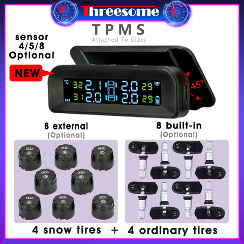 TPMS – système d'alarme de pression des pneus de voiture sans fil HD, avec 4/5/8 capteurs, activation et Vibration, Original ► Photo 1/6