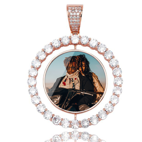 Personnalisé chaud faire des Photos rotatif Double face médaillons pendentif collier AAA cubique Zircon Tennis chaîne pour hommes Hip Hop bijoux ► Photo 1/6