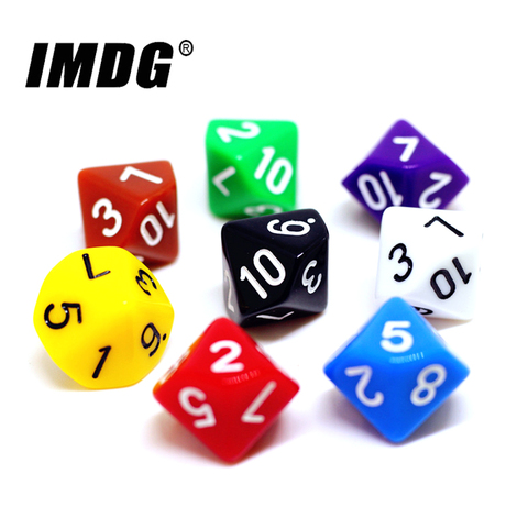 Dés de jeu D10 en acrylique, lot de 10 pièces, de 1 à 10, couleur unie, de haute qualité, Boutique ► Photo 1/4