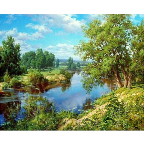 Peinture de paysage par numéros pour adultes, Kit de bricolage artisanal avec cadre 40x50 sur toile, coloration par numéros, dessin, décoration de maison, Art ► Photo 1/6