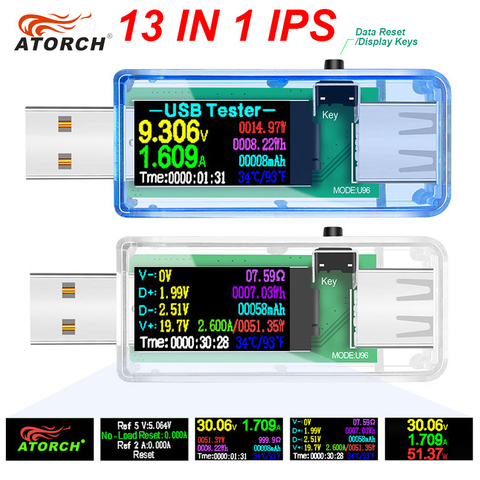 12/13 en 1 testeur usb compteur de courant continu voltmètre numérique voltimetro volt mètre batterie externe wattmètre testeur de tension détecteur de docteur ► Photo 1/6