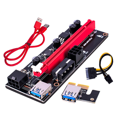 Dernier VER009 USB 3.0 PCI-E Riser VER 009S Express 1X 4x 8x 16x extendeur Riser adaptateur carte SATA 15 broches à 6 broches câble d'alimentation ► Photo 1/6